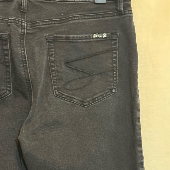 B-249 Seven7 Midnight Black Mid Rise Skinny Cropped Denim‎ Jeans Size 12 - Picture 8 of 16